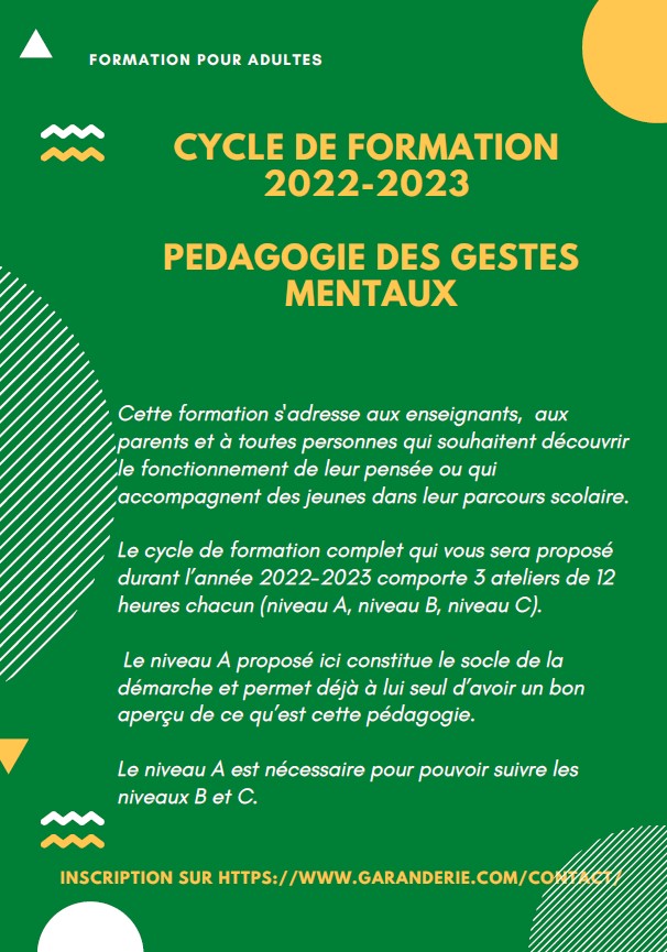 FORMATION - PEDAGOGIE DES GESTES MENTAUX 2022-2023